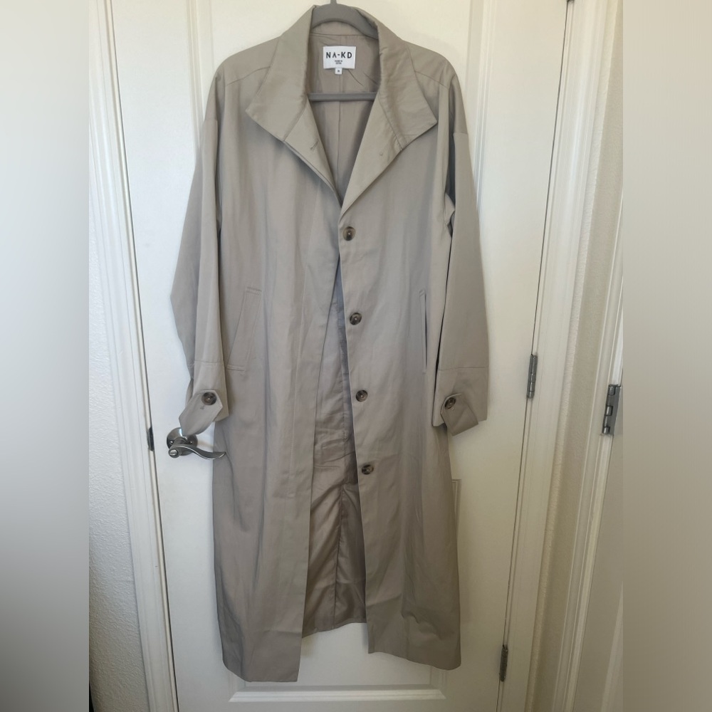 NA-KD Full Length Oversized Trench Coat in Size 36